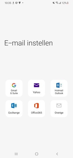 Beginscherm van Mail op Android-telefoon